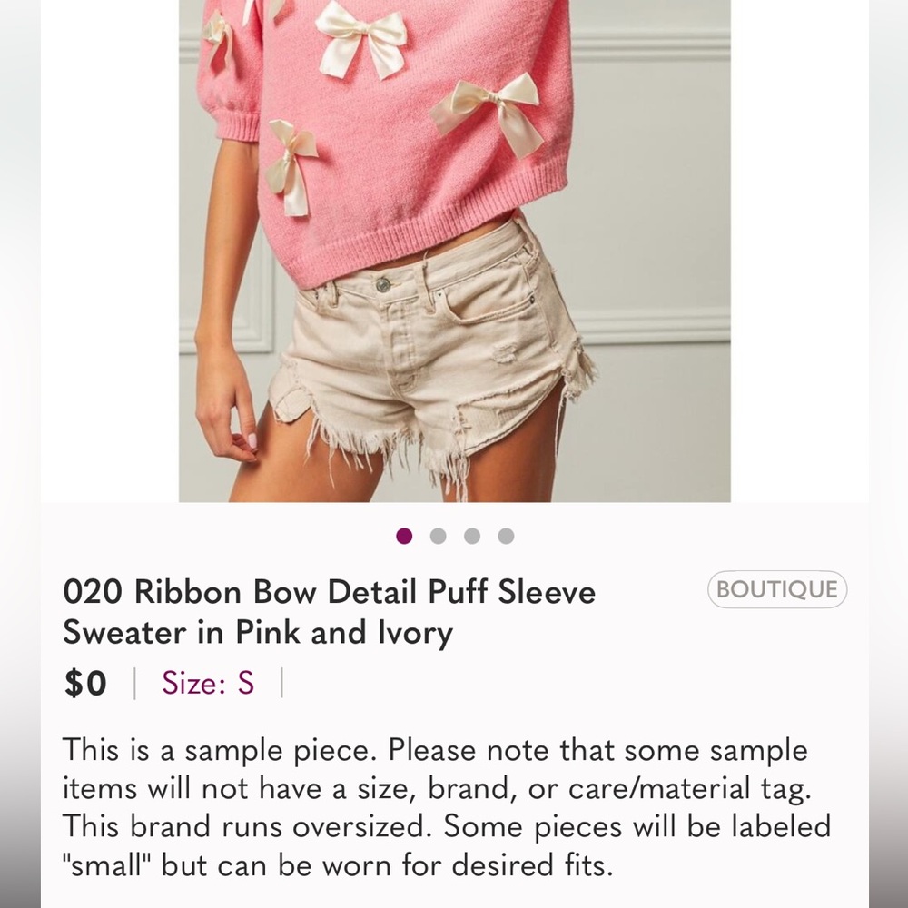 Pink Bow-Embellished Crew Neck Sweater - Picture 2 of 8